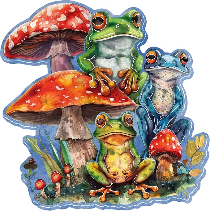 Wooden Puzzles for Adults, Frog Brothers Wooden Jigsaw Puzzles 300 Pieces, Medium, 12.86 in Unique Shape Animal Wooden Puzzle, Irregular Puzzle Creative for Adults and Kids Family Games