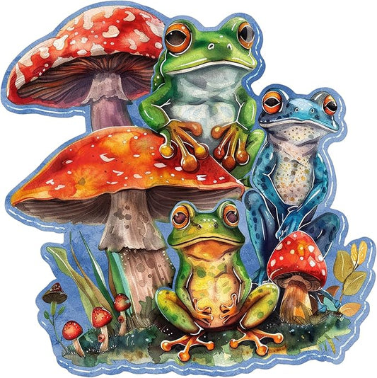 Wooden Puzzles for Adults, Frog Brothers Wooden Jigsaw Puzzles 300 Pieces, Medium, 12.86 in Unique Shape Animal Wooden Puzzle, Irregular Puzzle Creative for Adults and Kids Family Games