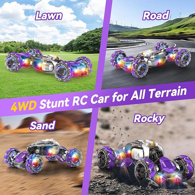 Gesture Sensing RC Stunt Car, 360° Rotating 4WD Remote Control Transform Hand Controlled Car - Fun Birthday Gifts for Kids Boys and Girls (Ages 5-13)