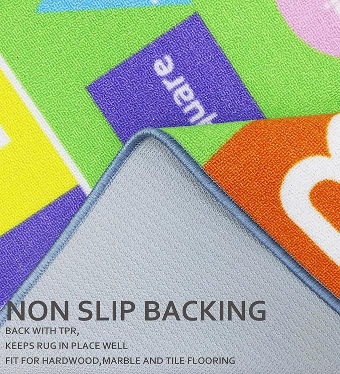 Kids Rug 6'6" x 5'0" City Life Playmat Area Rug Car City Map Washable Traffic Road Educational Learning Nursery Rug Carpet for Children Playroom Living Room Bedroom Classroom Decor Pink