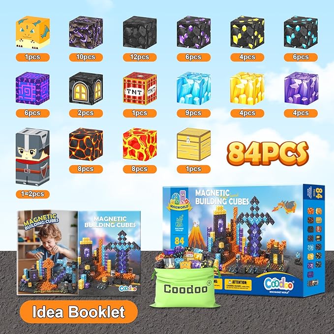 Magnetic Blocks - Build Mine Magnet World Magic Sword Portal Set, Building Toys Magnetic Tiles for Kids 3+, Classroom Must Haves Sensory Toddlers Toys Kids Games Gift for Boys & Girls 3-5 5-7