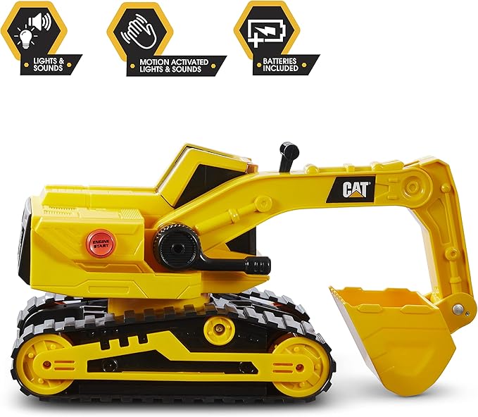 CAT Construction Toys, Power Haulers Excavator, Yellow Construction Vehicle with Motion Drive Technology and Lights & Sounds, for Kids and Toddlers Ages 3+