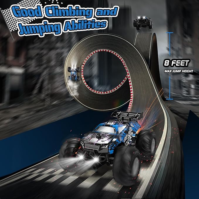 Remote Control Car, All-Terrain Remote Control Truck for Boys, Rechargeable Rc Truck with LED, 1:20, 10KM/H, 2 Motors, 2.4GHZ, Speed Friendly, Sturdy, Rc Cars for Christmas, Kids, Beginner