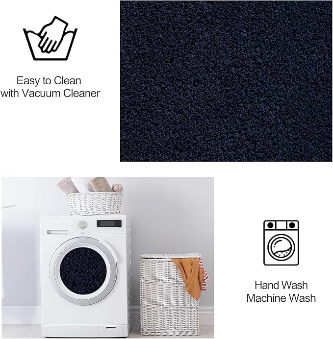 FlyDOIT Area Rugs for Bedroom Living Room, 4x6 Navy Blue Super Soft Comfy Thickened Memory-Foam Indoor Carpets, Modern Aesthetic Minimalist Carpet for Boys Girls Adults Apartment Nursery Home Décor