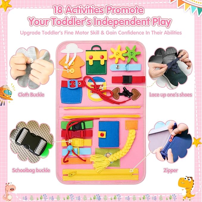 2 Year Old Girl Christmas Birthday Gift - Montessori Busy Board Book for Toddler Girls (Age 1-3), Sensory Learning Activity Toys, Road & Airplane Travel Toys