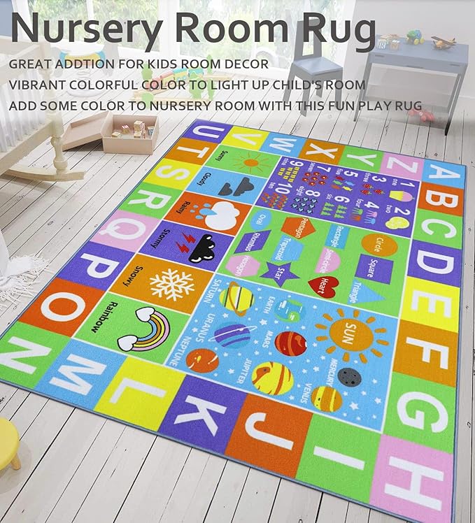 Kids Rug 6'6" x 5'0" City Life Playmat Area Rug Car City Map Washable Traffic Road Educational Learning Nursery Rug Carpet for Children Playroom Living Room Bedroom Classroom Decor Pink