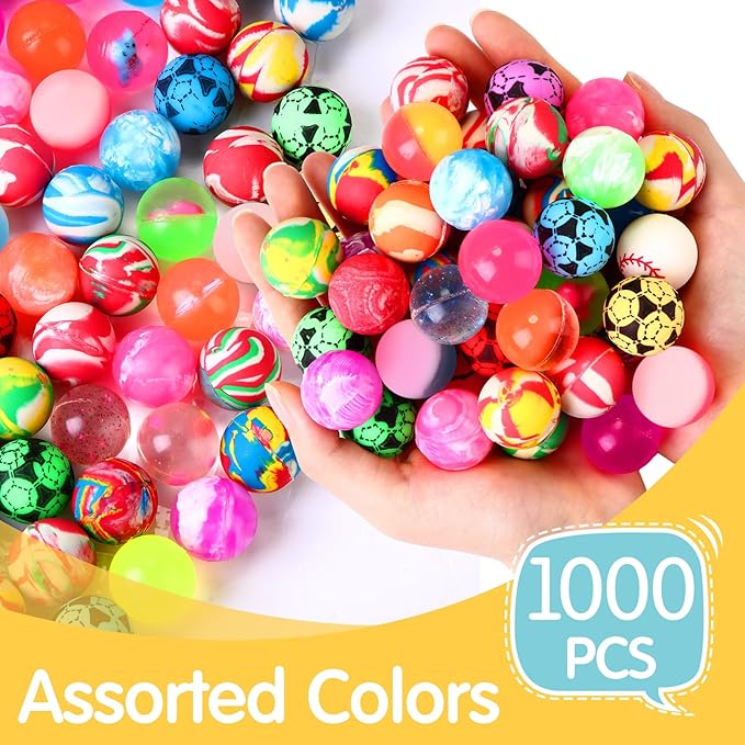 1000 Pieces Bouncy Balls in Bulk 25 Mm/ 1 Inch Rubber High Bouncing Balls for Kids Colorful Bouncy Ornament for Kids Party Favors Prizes Gift Vending Machines Outdoor Activities