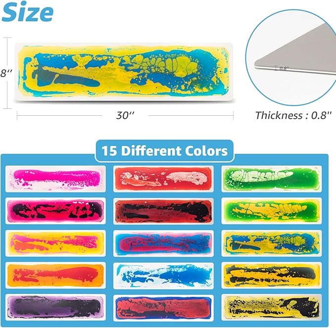 Art3d Liquid Sensory Floor Decorative Interlocking Tiles, Colorful Liquid Floor Tiles for Children, Liquid Fusion Activity Play Mat for Kids, 8"x30" Pack of 15