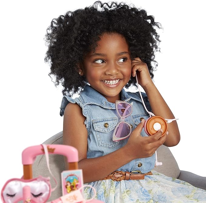 Disney Princess Travel Suitcase Play Set for Girls with Luggage Tag by Style Collection, 17 Pretend Play Accessoriespiece Including Travel Passport! for Ages 3+