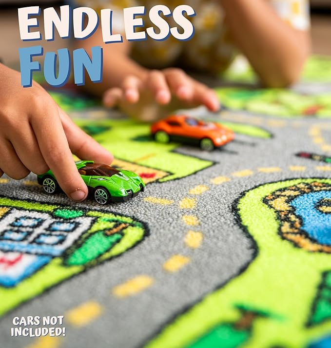 ToyVelt Kids Carpet Playmat Car Rug – Educational Road Traffic Carpet Multi Color Play Mat - X-Large 71" x 39" Best Kids Rugs for Playroom & Kid Bedroom – for Ages 3-12 Years Old