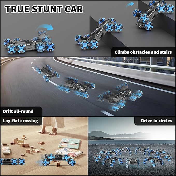 8WD Gesture Sensing Stunt RC Cars - 2.4Ghz 360° Rotation Remote Control Car with Spray, Light & Sound, Transform Drift Climbing Racing Vehicle, Birthday Toys for Ages 8-13 Boys Girls