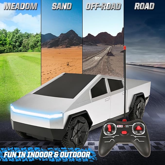 Truck Remote Control Car - Truck Toy, 2.4GHz RC Cars with Long Battery Life and Light Effects, All Terrain Electric Vehicle for Kids, Brithday Gifts for Boys Girls & Adults