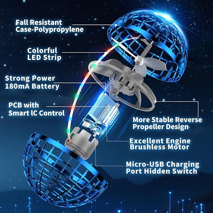 2025 AI Flying Orb Ball Toys, Galaxy Cosmic Globe Boomerang Hover Ball, Hand Drone Orbit, Galactic Fidget Spinning, Birthday Cool Stuff for 6 7 8 9 10+ Year Old Boys Girls Teens Outdoor