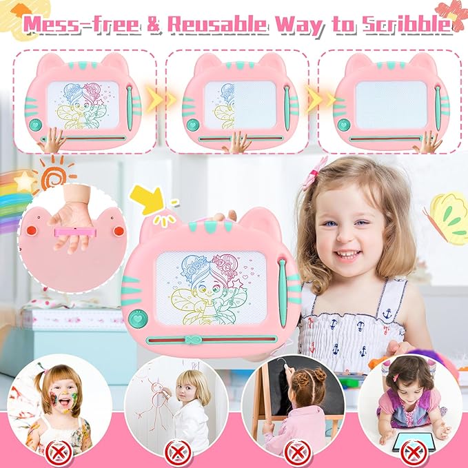 Toys for 1-2 Year Old Girls, Magnetic Drawing Board,Toddler Toys 2-3, Magna Cute Doodle Board,Educational Learning Baby Toys for 1 2 3 4 Year Old Girl, 1 2 3 4 5 Year Old Girl Birthday Christmas Gift