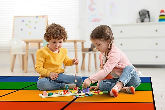 Classroom Rug Elementary 8'x12' Carpets Large Rainbow Rugs 24 Seats for Class