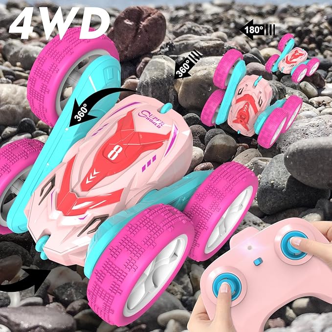 Anti-Gravity Wall Climbing RC Remote Control Car Car with Headlights, 360° Rolling Rotating Stunt Toy for Kids