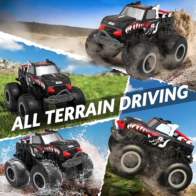 STEMTRON Amphibious Remote Control Car 2.4 GHz 1:20 All Terrain Off-Road RC Car Pool Toys Remote Control Boat Gifts for Kids Boys Black