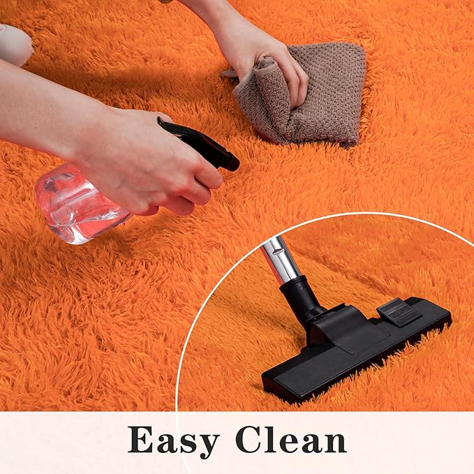 Super Fluffy Rug for Bedroom, 4x6 Feet, Modern Shag Orange Area Rugs, Soft and Cozy Plush Carpet for Kids,Girls Boys and Teens Decorations for Living Room Dorm Nursery Classroom, Orange