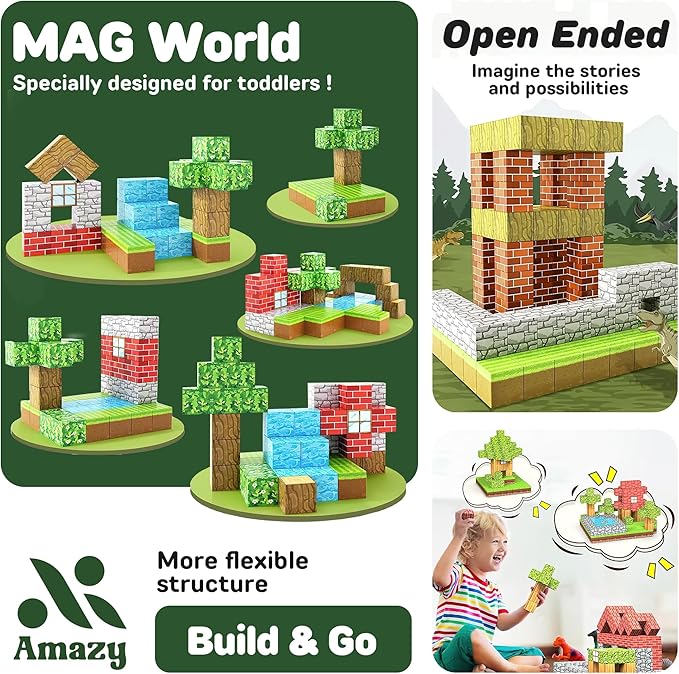 Magnetic Blocks, 100 Pcs, Ages 4-9, Forest Theme, Magnetic Building Blocks for Kids, Building Toys, Toddler Toys