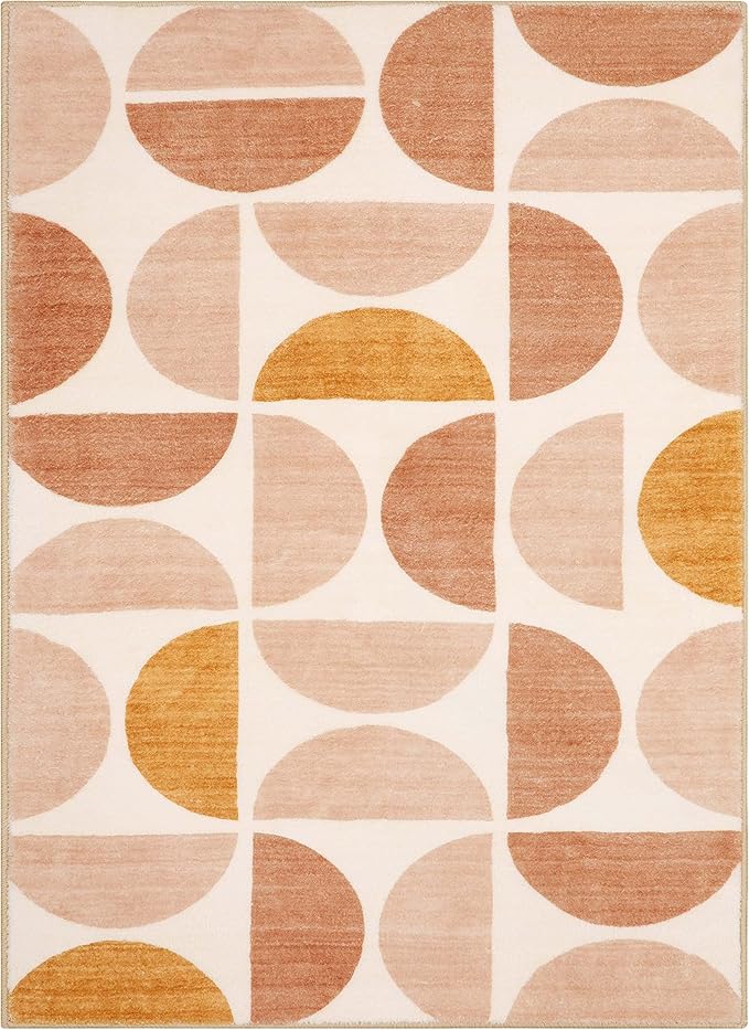 Lahome Boho Rugs 5x7, Ultra-Thin Washable Rugs for Living Room, Non-Slip Foldable Nursery Rug Non Shedding Soft Bedroom Rugs for Classroom Office Dining Room (5x7ft,Multi)