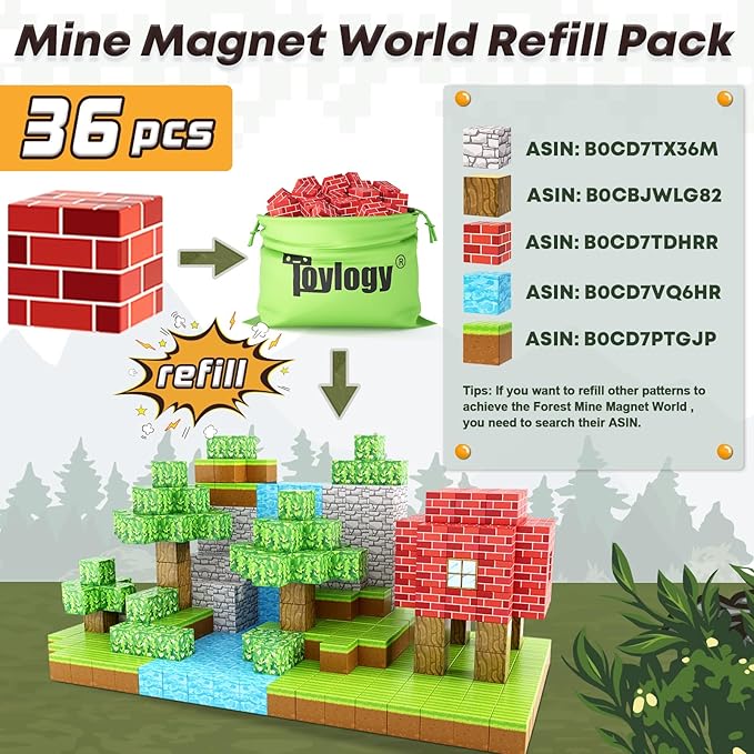 Magnetic Blocks-Build Mine Magnet World Brick Edition, Magnetic Toys for Boys & Girls Age 3-4 4-5 6-8, STEM Montessori Sensory Toys for Toddlers Gifts for 3+ Years Old Girls Boys