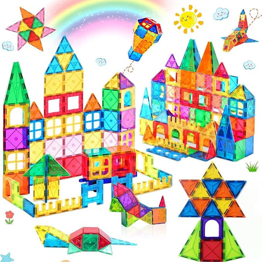 LATI Magnetic Tiles for Kids, Magnetic Blocks Building Sensory Montessori Toys STEM Educational Magnet Toy for Toddler Preschool Learning Construction Toys for Boys Girls Ages 3-8