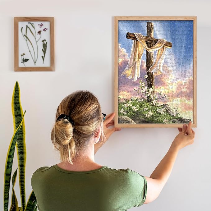 Christian Puzzles for Adults 1000 Pieces - He is Risen - Wooden Religious Jesus Puzzles Christian Gifts for Women Men Kids