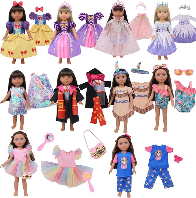 20 PCS Glitter American Girl Clothes, for 14" Baby Doll Clothes and Accessories (14 inch Doll Girl Clothes)