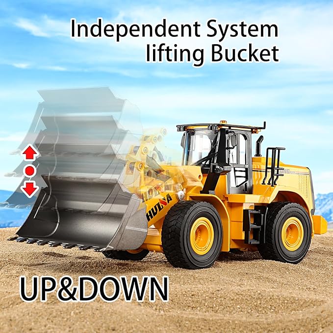 RC Bulldozer Toy, 1/16 Full Functional Construction Vehicle, Birthday for Kids & Adults