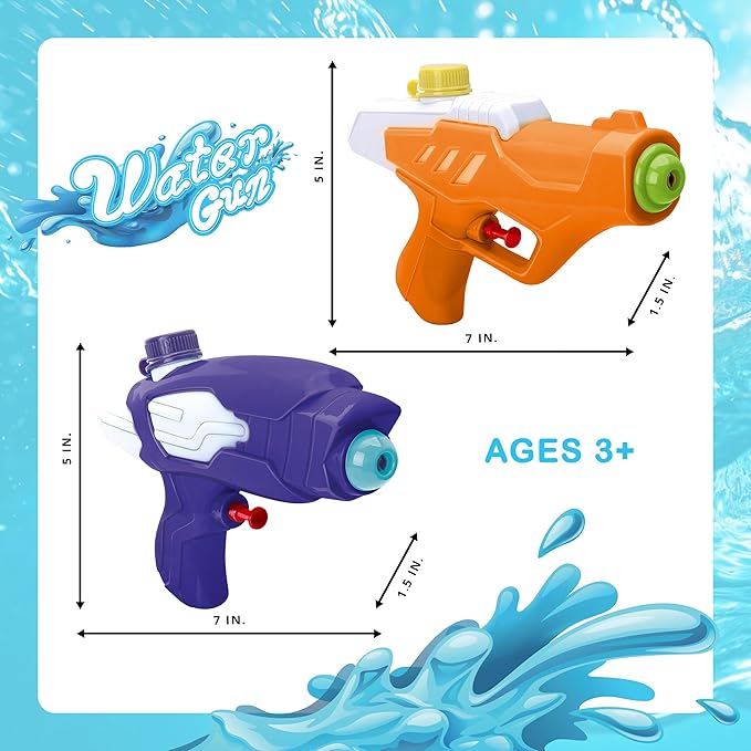 Water Squirt Gun - High Velocity Easy Refill Toy Water Gun - Water Guns for Kids - Water Pistols for Kids - Water Gun Set - Squirt Guns (12, Mix 12 Colors)