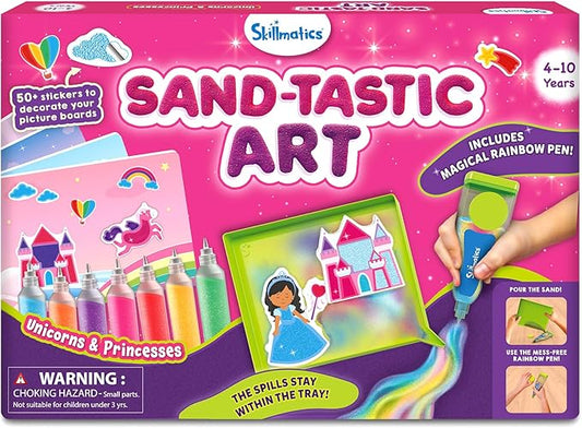 Skillmatics Sand Art Activity - Unicorns & Princesses, Create & Stick 50+ Colorful Stickers, Craft Kits & Supplies for Kids, Gifts for Girls & Boys Ages 4, 5, 6, 7, 8, 9, 10