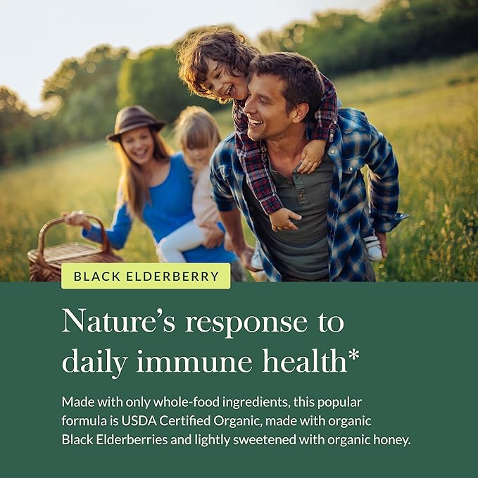 Gaia Herbs Black Elderberry(Sambucus Nigra) Syrup Extra Strength-Immune Support Supplement-Made with Organic Black Elderberries for Immune System-USDA Certified Organic Formula-3 Fl Oz(18-Day Supply)