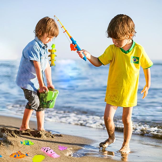 Kiditos 46PCS Magnetic Fishing Bath Toys Game Set,Swimming Fish Toys for Bathtub,Water Table Bathtub Toys for Toddlers Kids Age 3-6, Pool Toys for Pretend Play&Education Teaching&Learning Colors