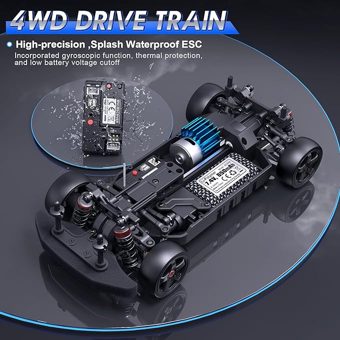 HAIBOXING 2197 RC Drift Cars 1/18 Scale High Speed Performance with Gyro, 2.4GHz Remote Control Cars 28 KM/H RTR for Kids and Adults, Electric Powered 4WD RC Rally Car with 2 Rechargeable Batteries