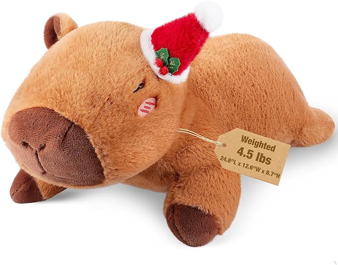 Bobbie & Laxi 25" & 4.5 lbs Capybara Weighted Stuffed Animals, Cuddly & Soft Kids' Plush Toy Pillows for Companion, Large Plushies with Removable Ceramsite Bag, Gifts for Adults, Kids, Boys and Girls