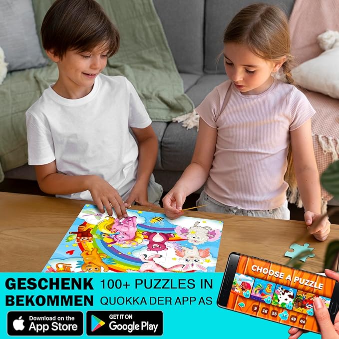 QUOKKA Puzzles for Toddlers 3-5 – 4 x 48 Pieces Puzzles for Kids Ages 3-4 – 12 Toy Learning Vert Girls for 4-6 – Jigsaw Game for Boy and Girl 3-5-7 Year Old