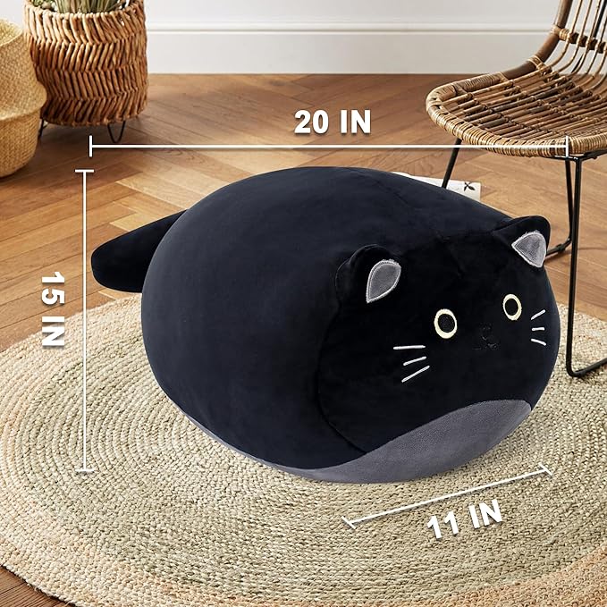 Wepop Black Cat Stuffed Animal Plush Toys, 20 in Cute Cat Plush Throw Pillows Soft & Cuddly Plushies Dolls Gifts for Boys Girls