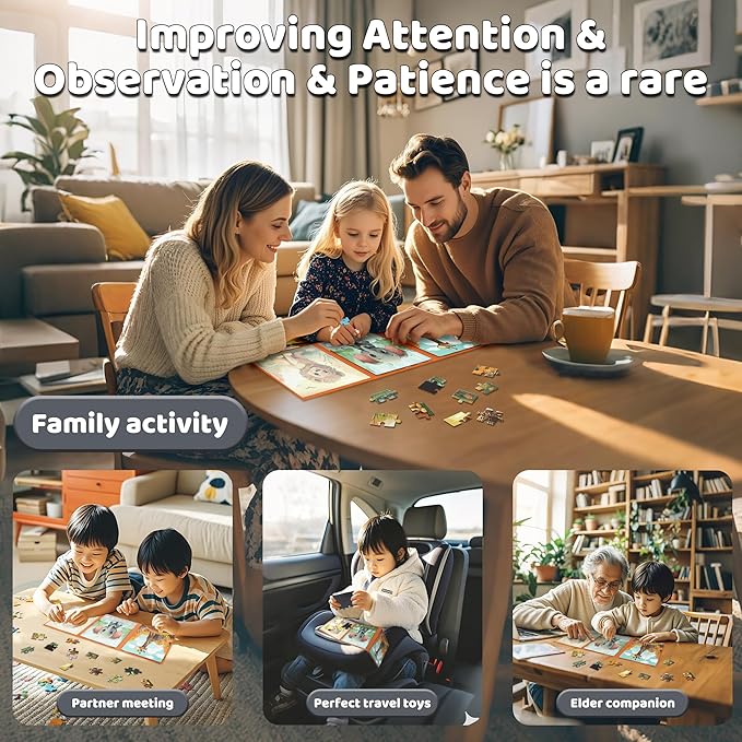 Dinosaur Puzzles for Kids Ages 3-5 113 Pieces Three-Book Animal Travel Puzzles for Kids 4-6 Airplane Car Road Trip Activities Games Toys 3 4 5 6 7 8 Year Old Girls and Boys Gift