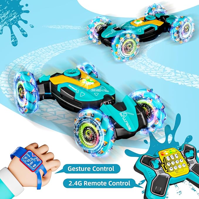 Gesture Sensing RC Stunt Car,Remote Control Car Toys for Ages 5-13,4WD All-Terrain with 360° Flips & LED Music Show,3-6 Year Old Boy Birthday Gift,Indoor/Outdoor Play & Gifts for Boys Toys Age 8-10