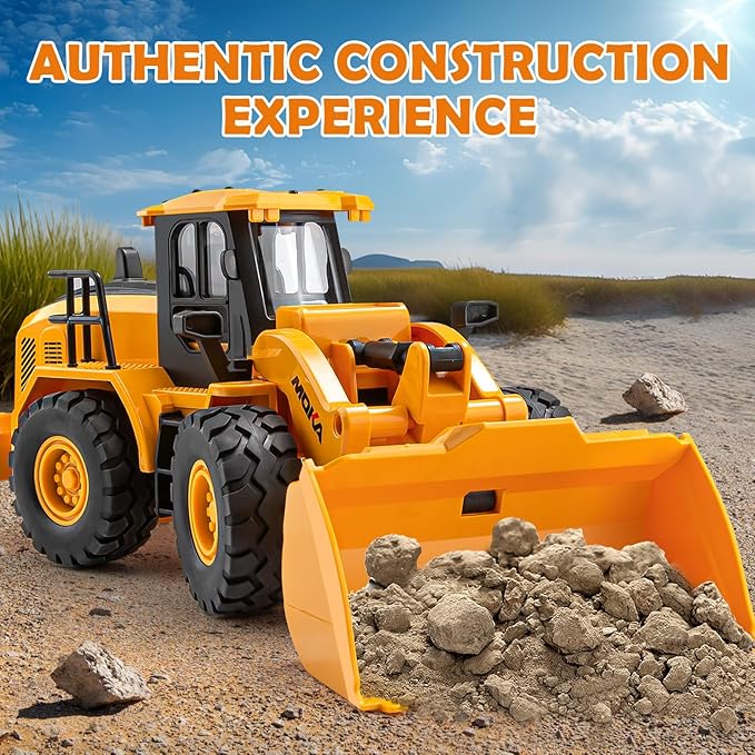 7 Channel RC Bulldozer Toys for Kids, Remote Control Construction Vehicle for Boys 3-5 Years Old, 2.4G Loader Engineering Truck, Birthday Gifts Ideas for Children