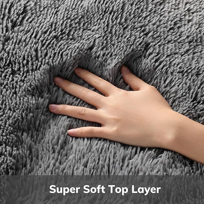Ophanie Rugs for Living Room, 6x9 Area Rugs Large Shag Fluffy Grey Fuzzy Plush Soft Rug, Gray Shaggy Big Carpets for Bedroom, Kids Boys Girls Dorm Nursery Home Decor Aesthetic