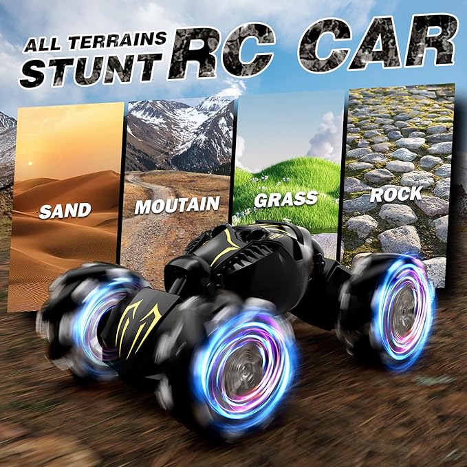 Remote Control Car for Boys 8-12, 4WD Gesture Sensing RC Stunt Car 2.4Ghz with Lights Music Sprayer RC Cars for Boys Age 4-7 8-12 Hand-Controlled Cars Toys Birthday Gifts for Kids Girls Black