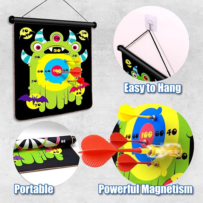 Magnetic Dart Board for Kids, Double-Sided Dart Board with 12 Magnetic Darts, Indoor/Outdoor Fun Party Game Toy, Birthday Gift for Ages 3 4 5 6 7 8 9 10 11 12 Year Old Boy Girl