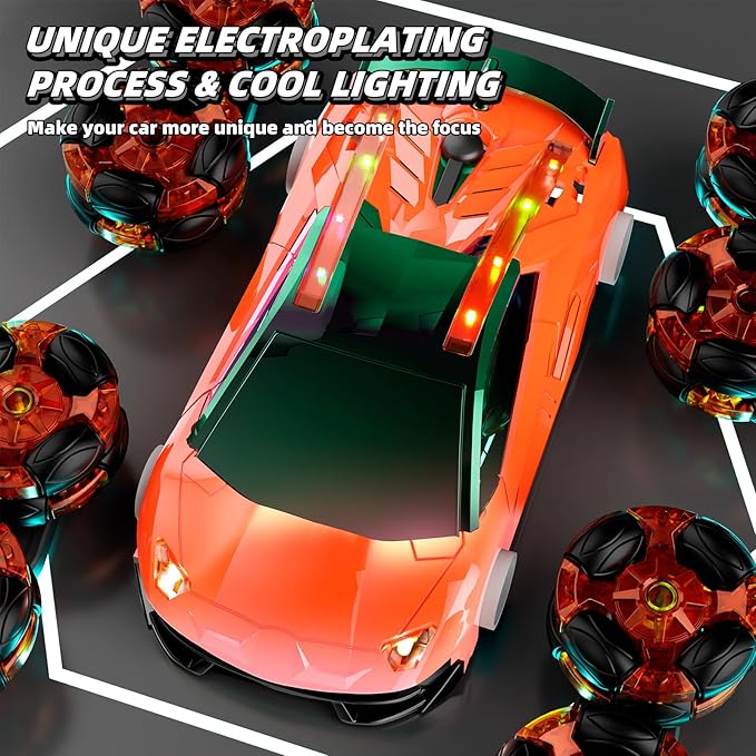 8WD Remote Control Car, 2.4Ghz RC Cars with Spray & Cool Light, Kids Toys Electroplating Process Transform Drift Climbing Car, Boys Toys for Age 4-6 7 8-13 Year Old