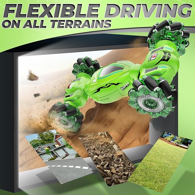 Dysaim Gesture RC Car, Gesture Sensing RC Stunt Car Toys for Kids 6-12 yr, 2.4GHz 4WD Hand Remote Control with Lights Music, Off-Road 360° Rotation Drift for Birthday Toy Gifts