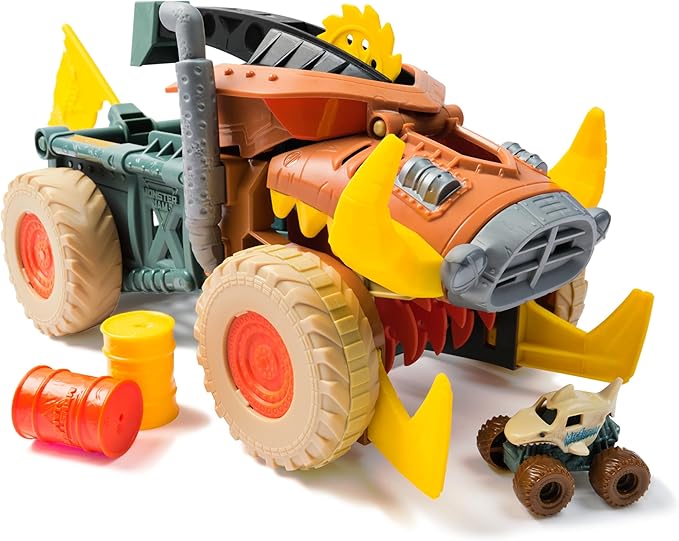 Monster Jam Mini Jam, Megalodon Mad Hog Chomper and Monster Truck, Fun Cleanup and Storage, Kids Toy Gifts for Boys and Girls Ages 3 and Up