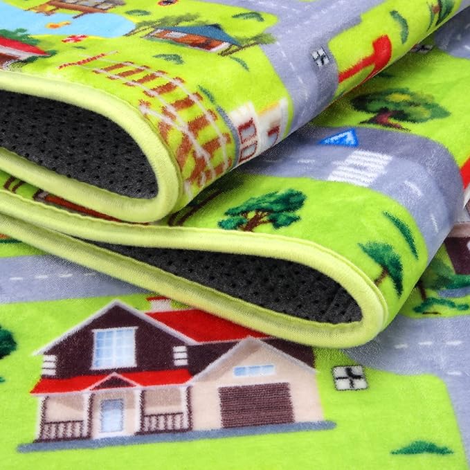 Kids Rug 3x5 City Play Mat Non Slip Exercise Baby Fun Rug Carpet for Kids Toddler City Traffic Road Map Ultra-Soft Educational Street Carpet Mat for Bedroom Playroom Nursery Grey