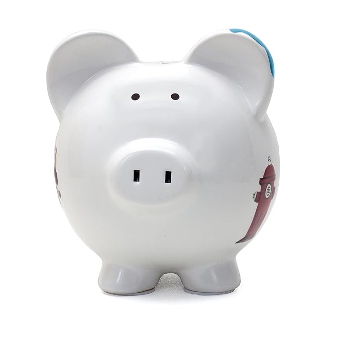 Child to Cherish Ceramic Piggy Bank for Boys, Fire Truck