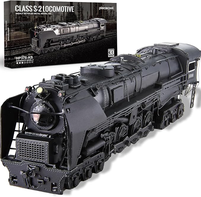 Piececool 3D Metal Puzzles for Adults, Class S-2 Locomotive Steam Train Model Building kit, Hobbies DIY Creative Gifts for Christmas Birthday Valentines Day