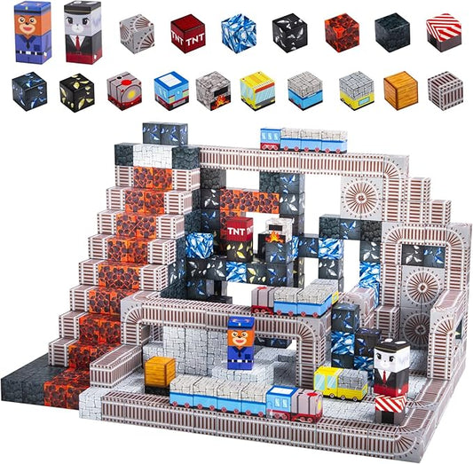 GEVINST Magnetic Blocks for Kids Ages 4-12, 1" Magnet Blocks Toys Train Tracks Set, Magnetic Cubes STEM Sensory Toys for 3+ Year Old Boys & Girls Christmas Birthday Gifts